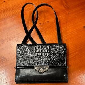 Brighton Black Embossed 'Alligator' Leather 2 Sided Wallet Bag